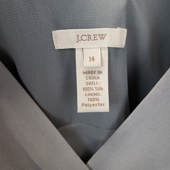 J CREW Gray Flutter Sleeve Deep V-neck Silk Dress Size 14 - Picture 6 of 10